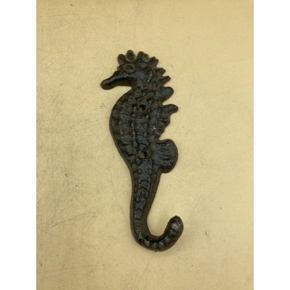 Beach Decor Coat Hat Wall Hooks Cast Iron Mermaid & Seahorse - Picture 7 of 9